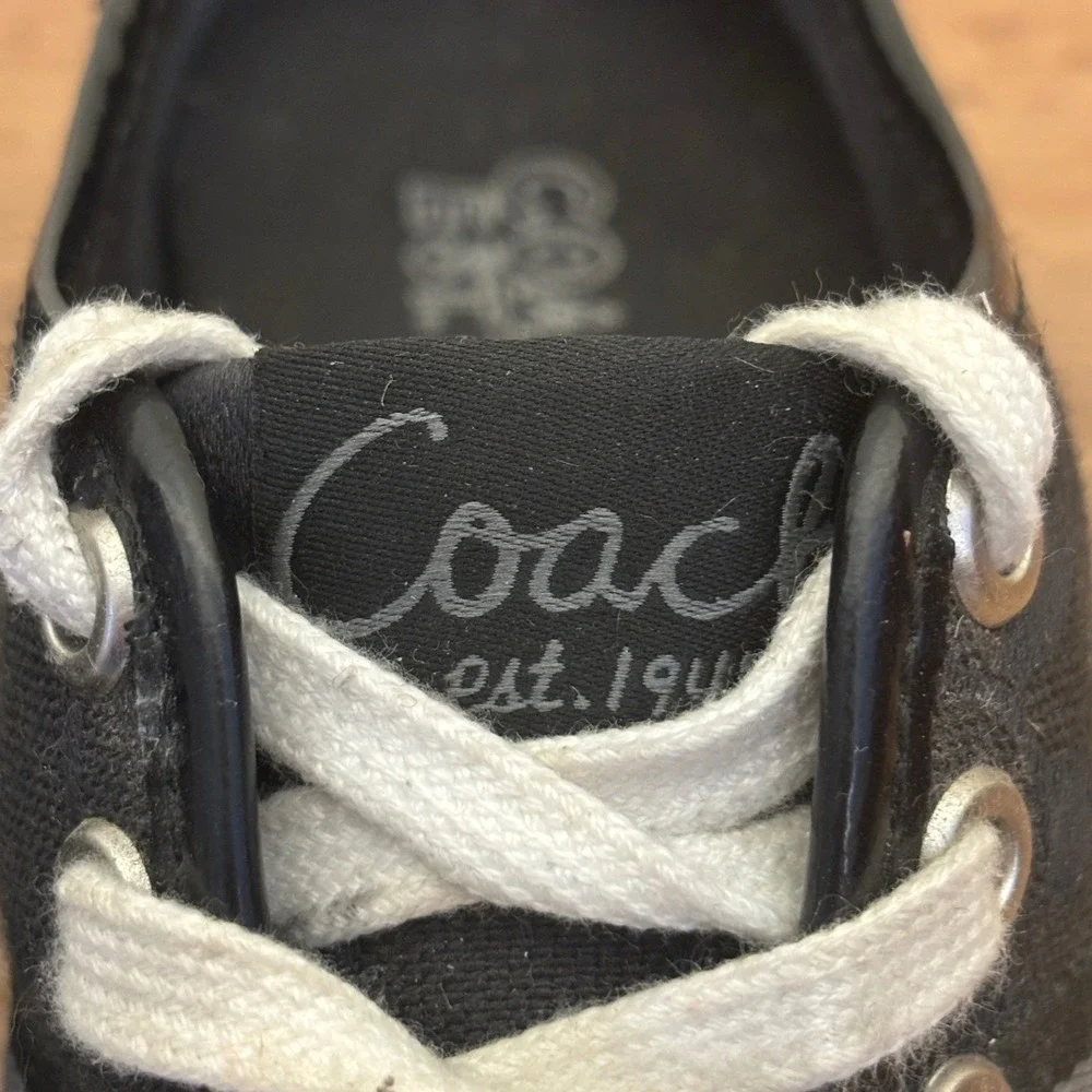 COACH Folly Signature Canvas Sneakers Black Women Size 7 Casual Everyday Comfort